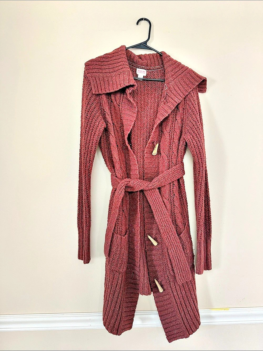 Mossimo Supply Co. Burgundy Belted Cardigan